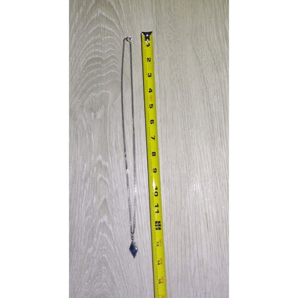 Art Deco - British Morpho Butterfly Wing Sterling Silver Diamond Shap Necklace - Picture 9 of 10